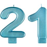 Blue Number 21 Birthday Candles, 2pc