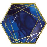 Navy & Gold Geode Hexagon Dinner Plates 8ct