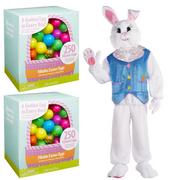 Adult Easter Bunny Costume & Fillable Multicolor Eggs 1000ct