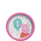 Peppa Pig Confetti Party 1st Birthday Dessert Plates, 7in, 8ct