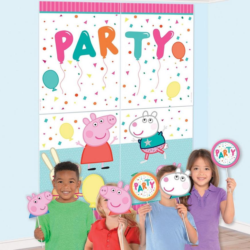 Peppa Pig Confetti Party Scene Setter with Photo Booth Props