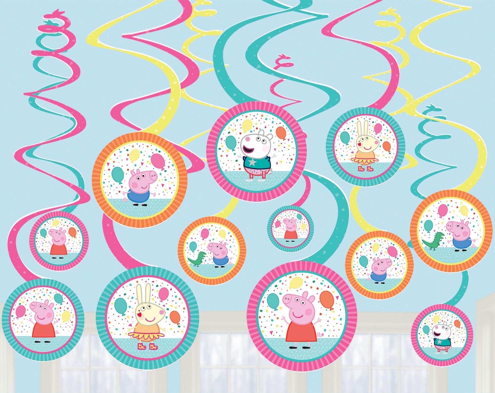 Peppa Pig Confetti Party Swirl Decorations 12ct