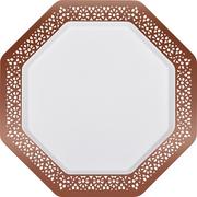 Rose Gold Lace Border Octagonal Premium Plastic Dinner Plates, 11in, 10ct