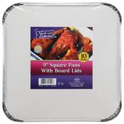 Aluminum Square Pans with Board Lids, 9in, 10ct