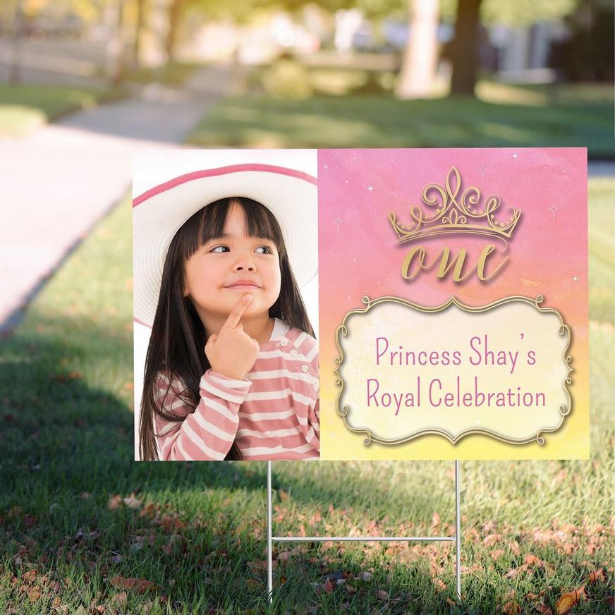 Custom Once Upon a Time Disney Princess 1st Birthday Photo Yard Sign