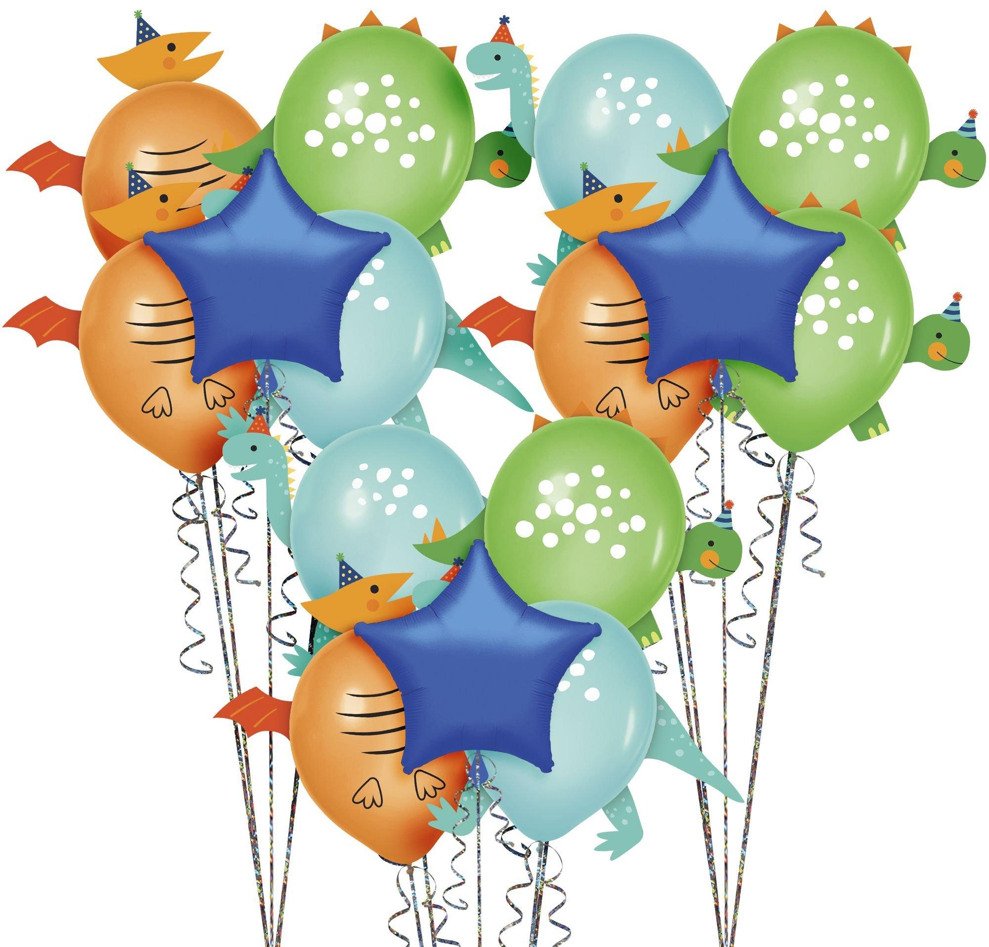 Dino-Mite Balloon Bouquet Supplies Pack - Kit Includes Themed Latex Balloons & Star Foil Balloons