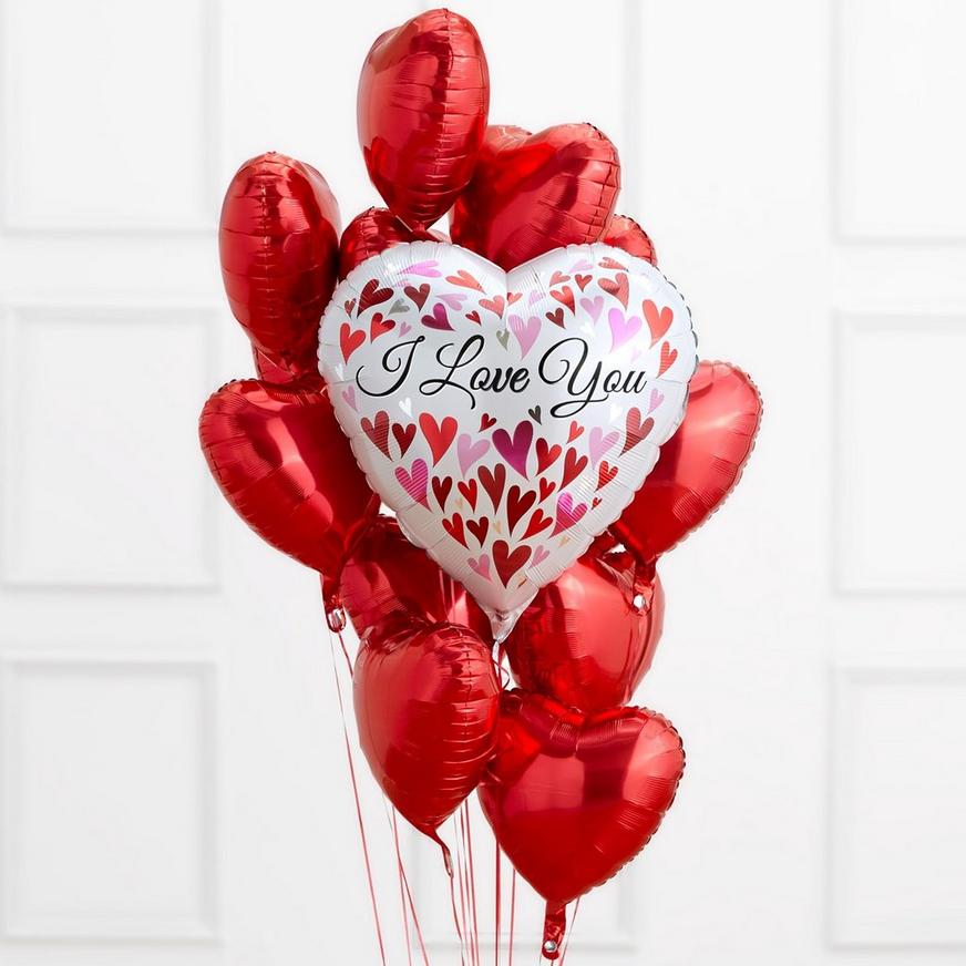 I Love You Red Heart Balloon Bouquet