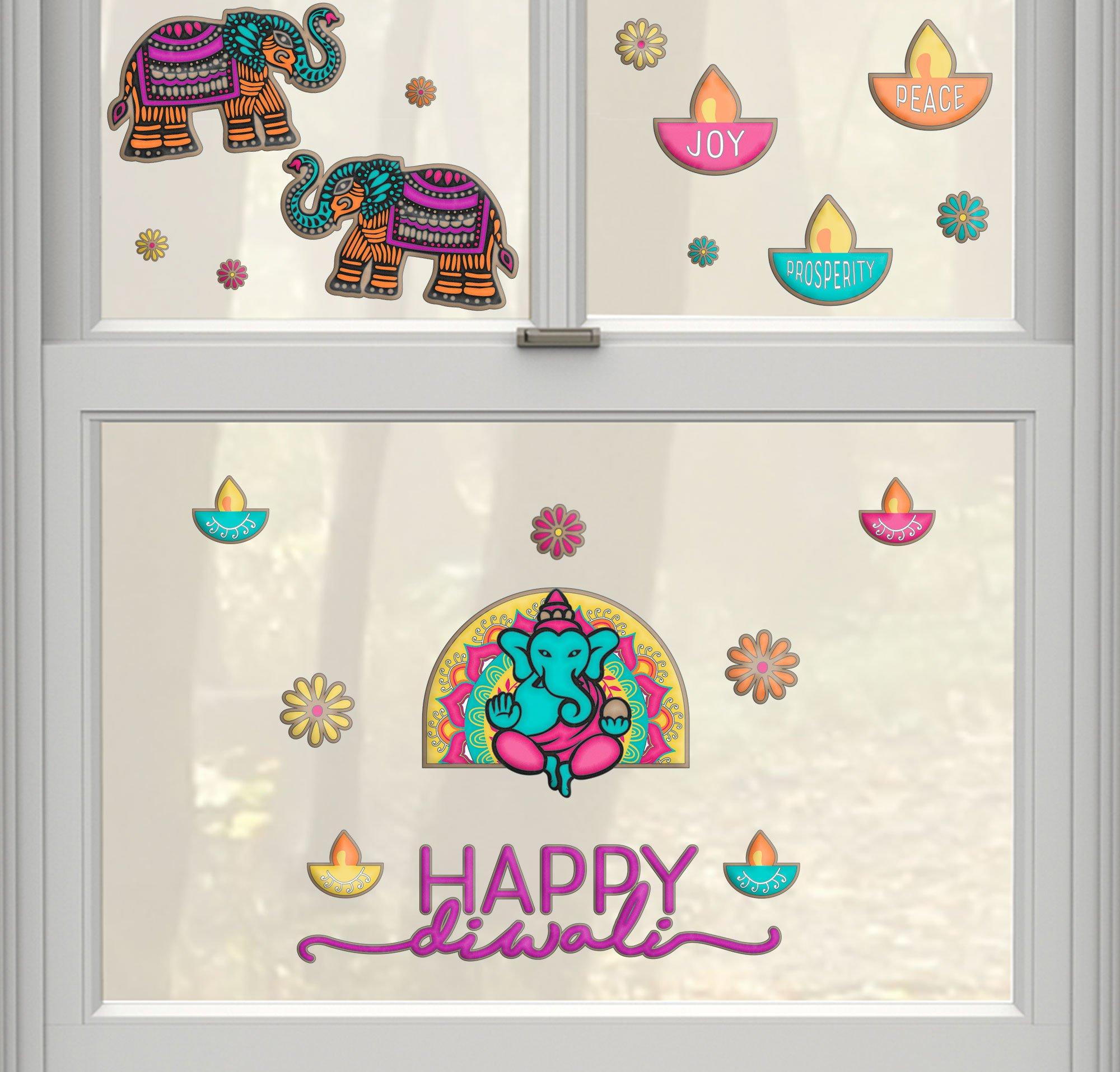 Embossed Diwali Window Decorations, 20pc