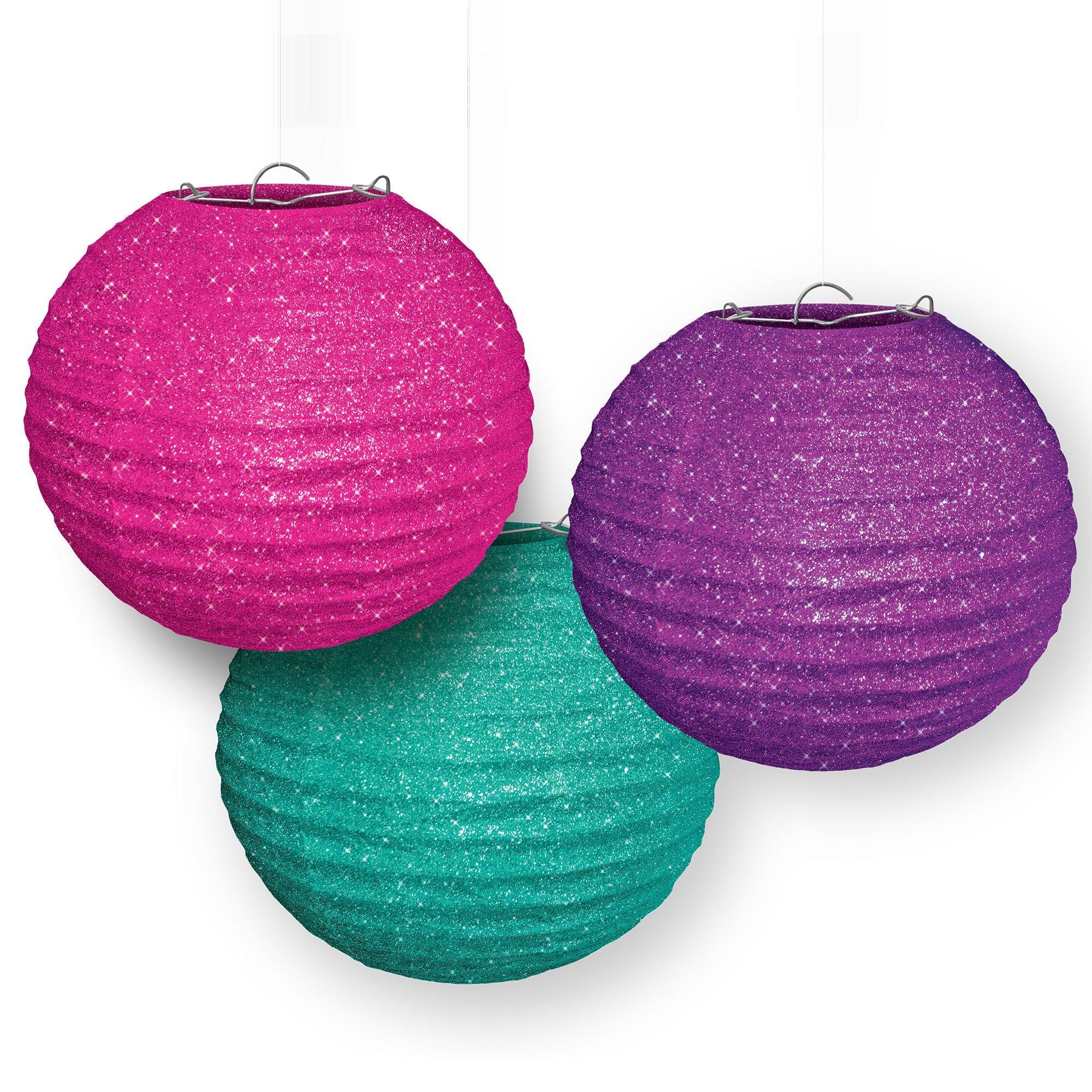 Glitter Sparkle Paper Lanterns, 9 1/2in, 3ct Party City