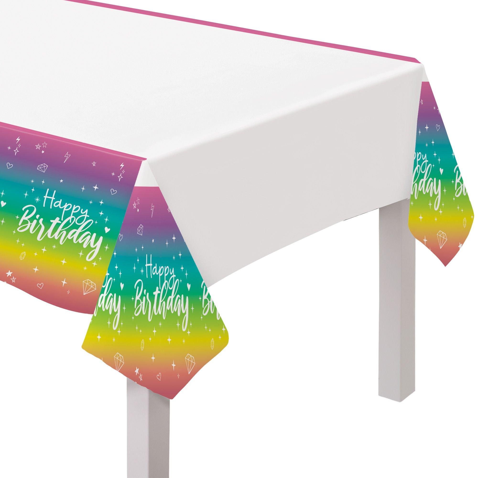Sparkle Birthday Plastic Table Cover, 54in x 96in Party City
