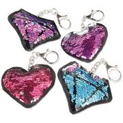 Sparkle Heart & Jewel Flip Sequin Keychains, 4ct