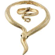 Gold Medusa Snake Jewelry Set, 2pc