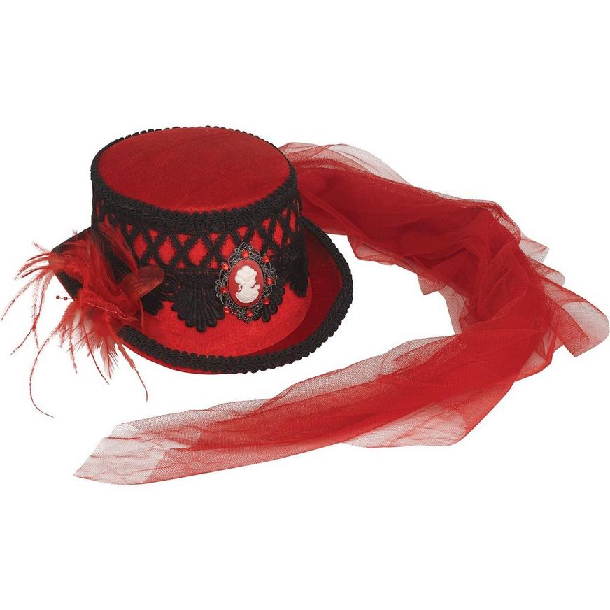 Gothic Red Cameo Top Hat