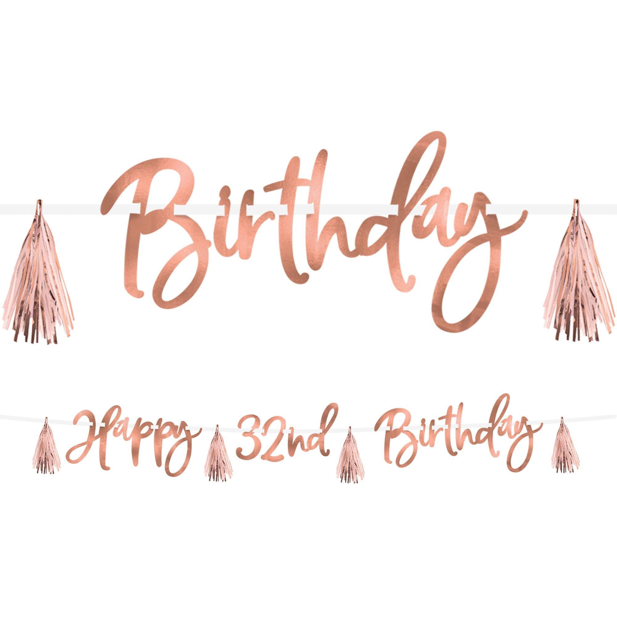 Metallic Blush Birthday Tassel Banner Kit