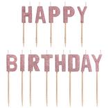 Glitter Blush Happy Birthday Toothpick Candle Set 13pc