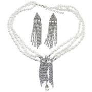 Silver & White Jeweled Flapper Jewelry Kit, 3pc