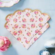 Floral Tea Party Scalloped Lunch Napkins 20ct