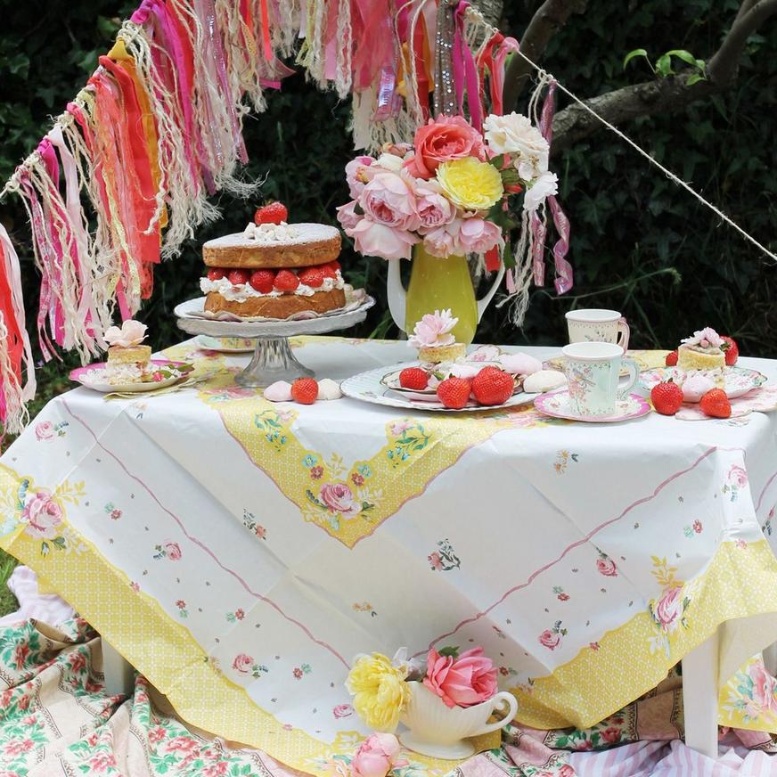 Floral Tea Party Paper Table Cover