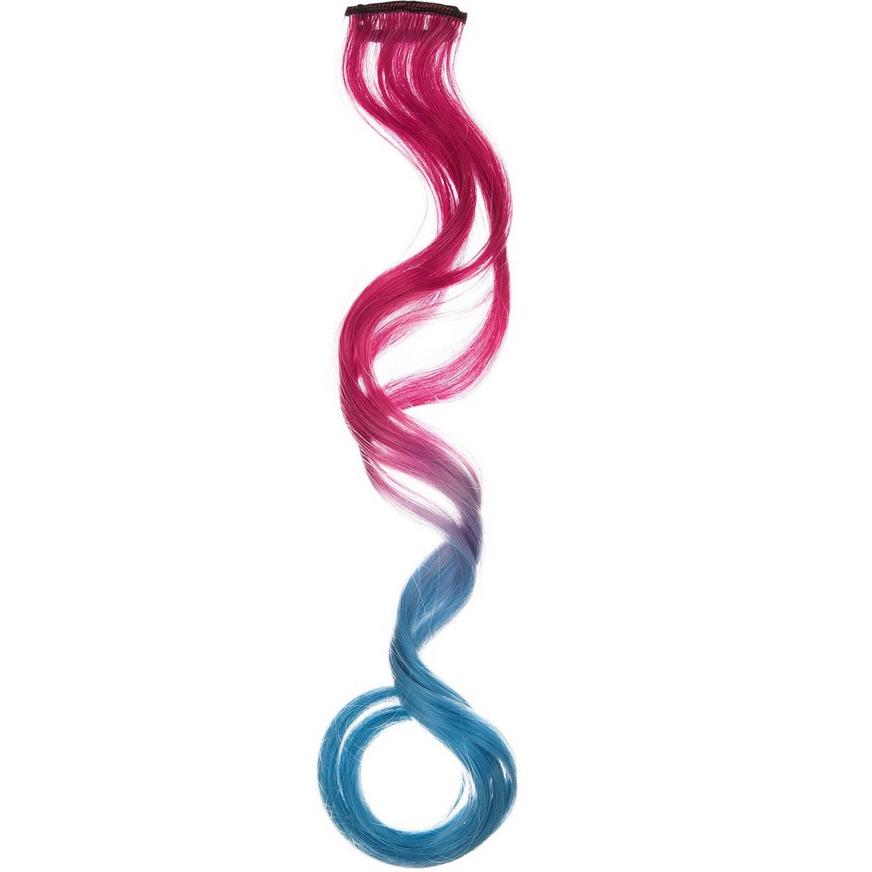 Blue & Pink Curly Hair Extension | Party City