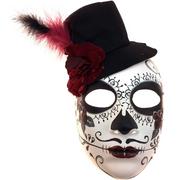 Feathered Hat Calavera Day of the Dead Mask