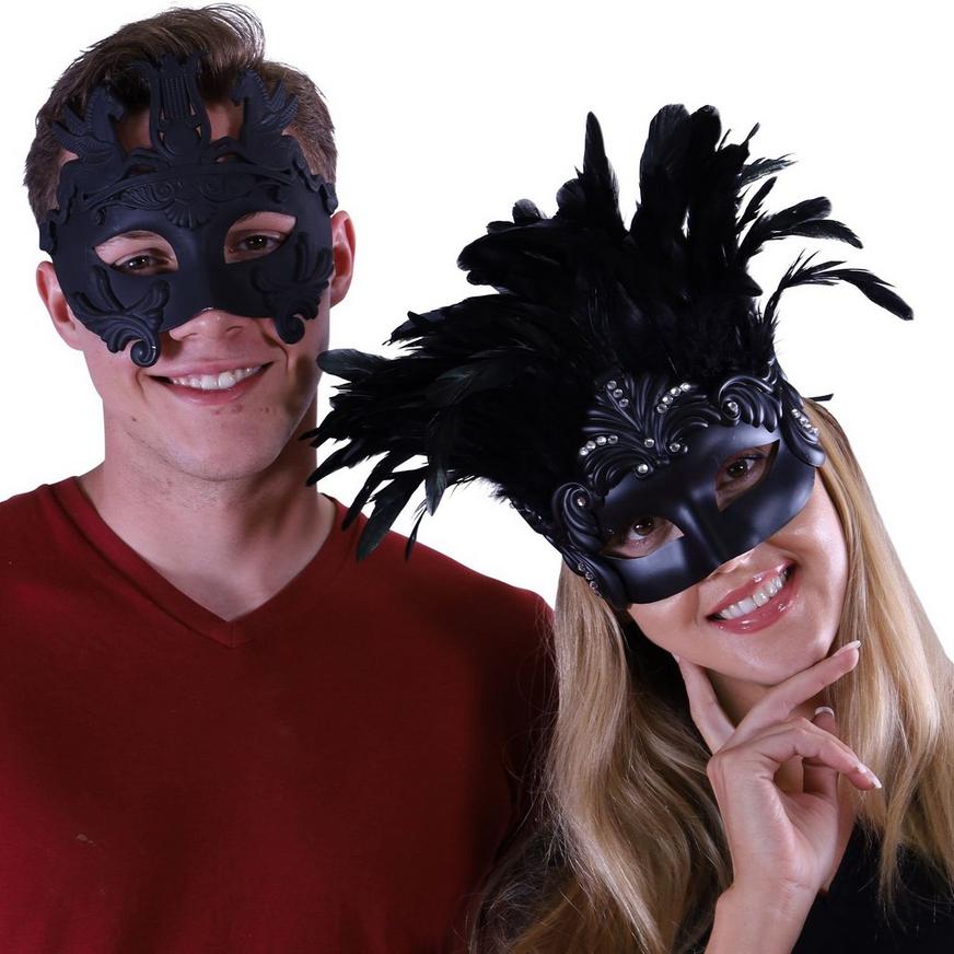 Acanthus Roman Couple's Mask Set - Black
