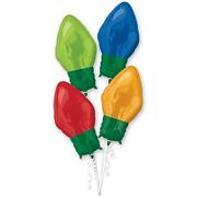 Air-Filled Multicolor Christmas Light Bulb Foil Balloons, 4ct