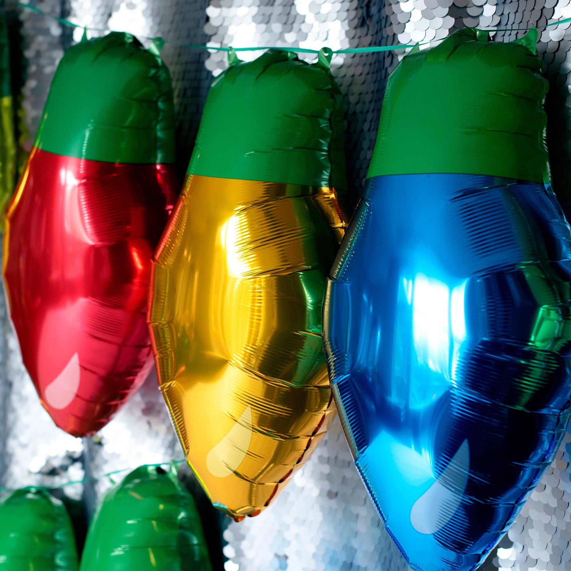 AirFilled Multicolor Christmas Light Bulb Foil Balloons, 4ct Party City