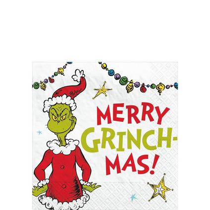 Merry Grinchmas Beverage Napkins, 5in, 16ct - Dr. Seuss