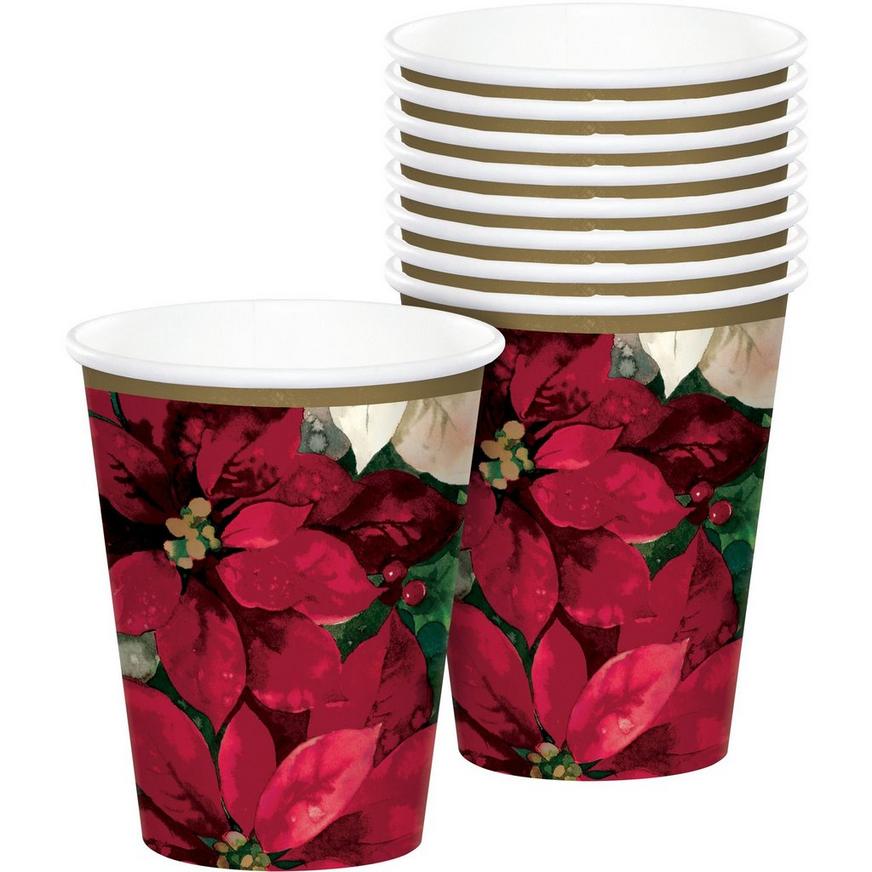 Christmas Poinsettia Paper Cups, 9oz, 60ct