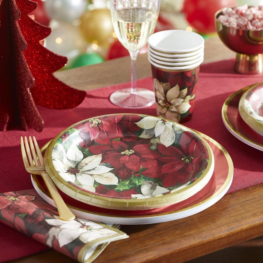 Christmas Poinsettia Lunch Plates, 8 1/2in, 60ct