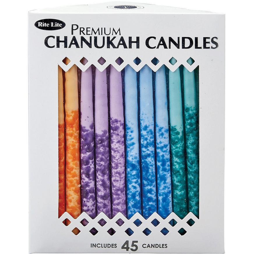 Multicolor Premium Hanukkah Candles, 45ct