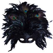 Black Feather Masquerade Mask Deluxe