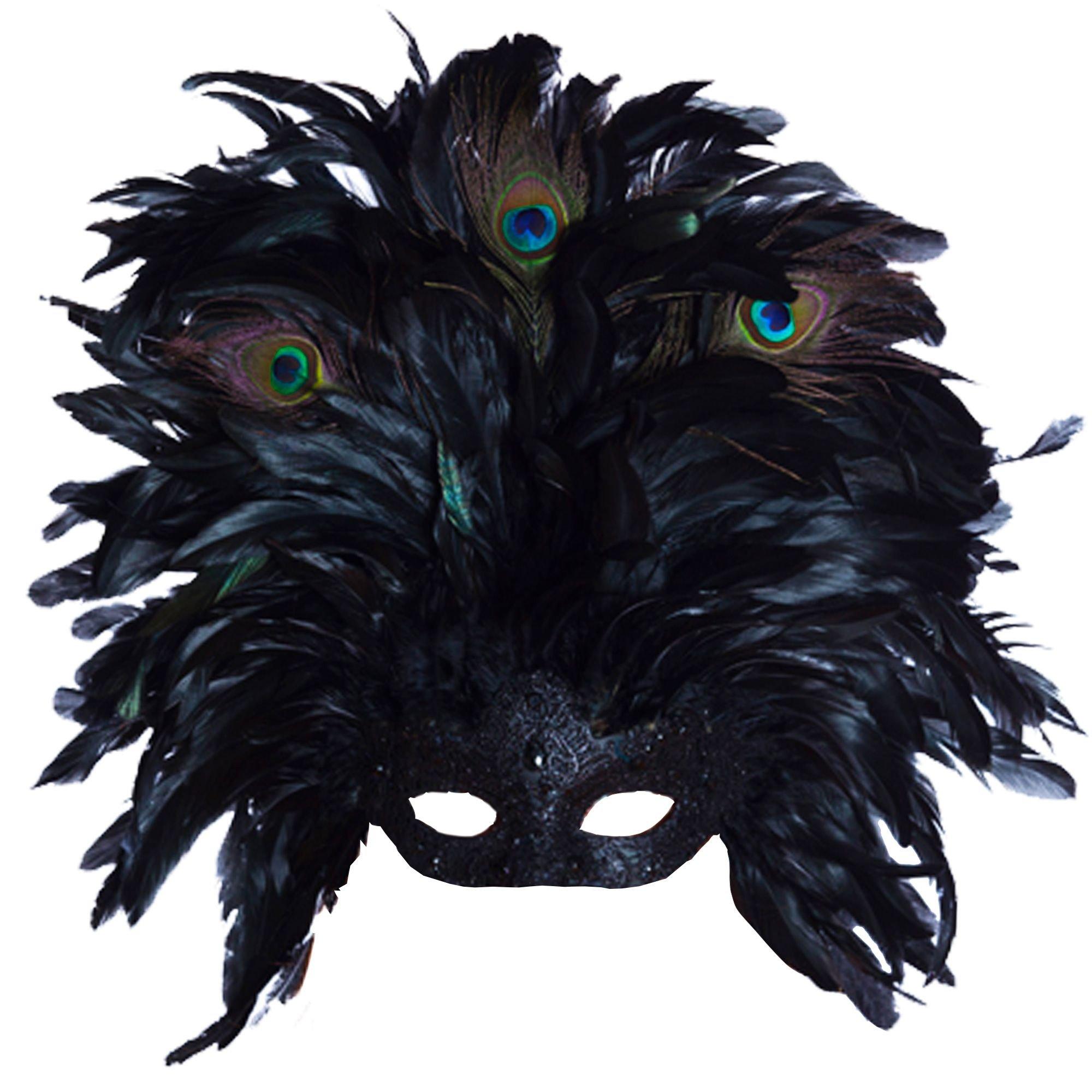 Black Feather Masquerade Mask Deluxe | Party City