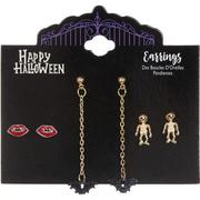 Bats, Fangs & Skeletons Halloween Earring Set, 3ct