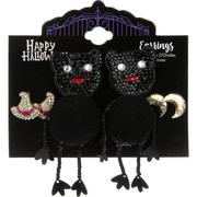 Witches, Cats & Moons Halloween Earring Set, 3ct