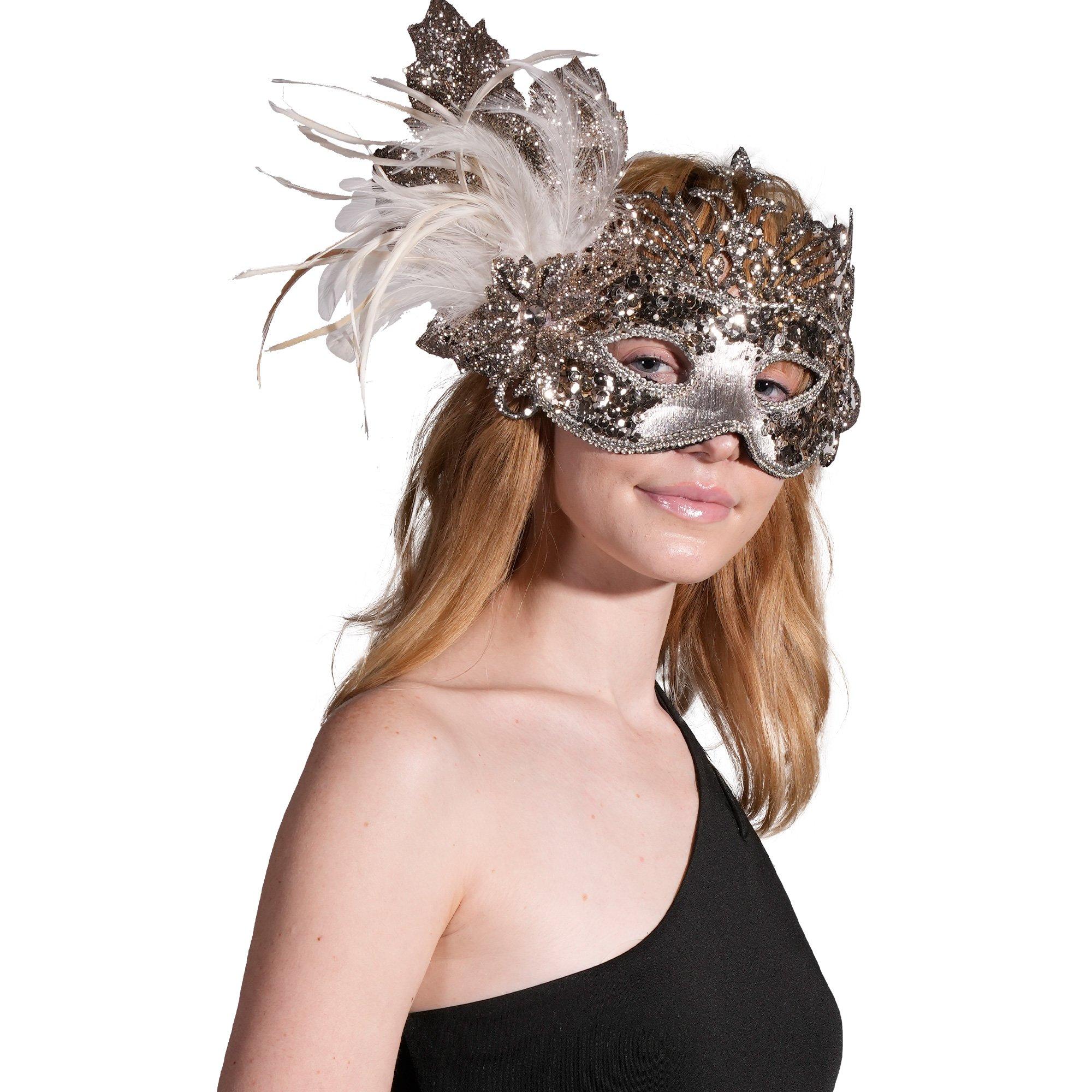 Rose Gold Glitter Crown Masquerade Mask