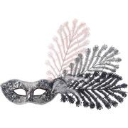 Black, Silver, & Pink Peacock Feather Masquerade Mask