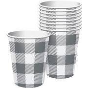 Gray & White Buffalo Plaid Cups, 9oz, 8ct 