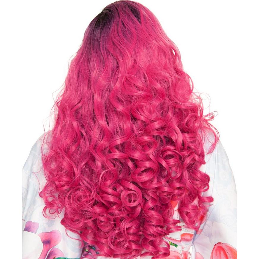 Lace Front Dark Roots Curly Rose Wig