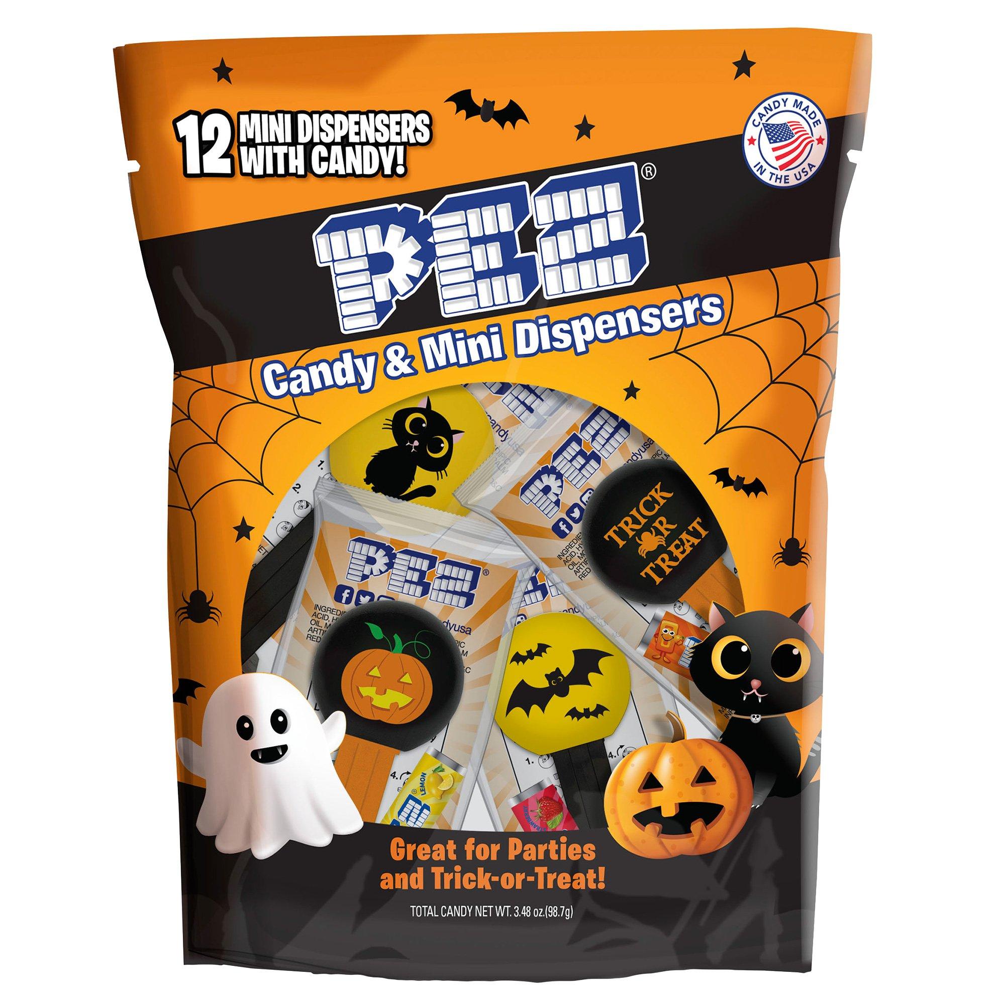 Pez Halloween Party Bag, Mini Dispensers with Candy, 12pc