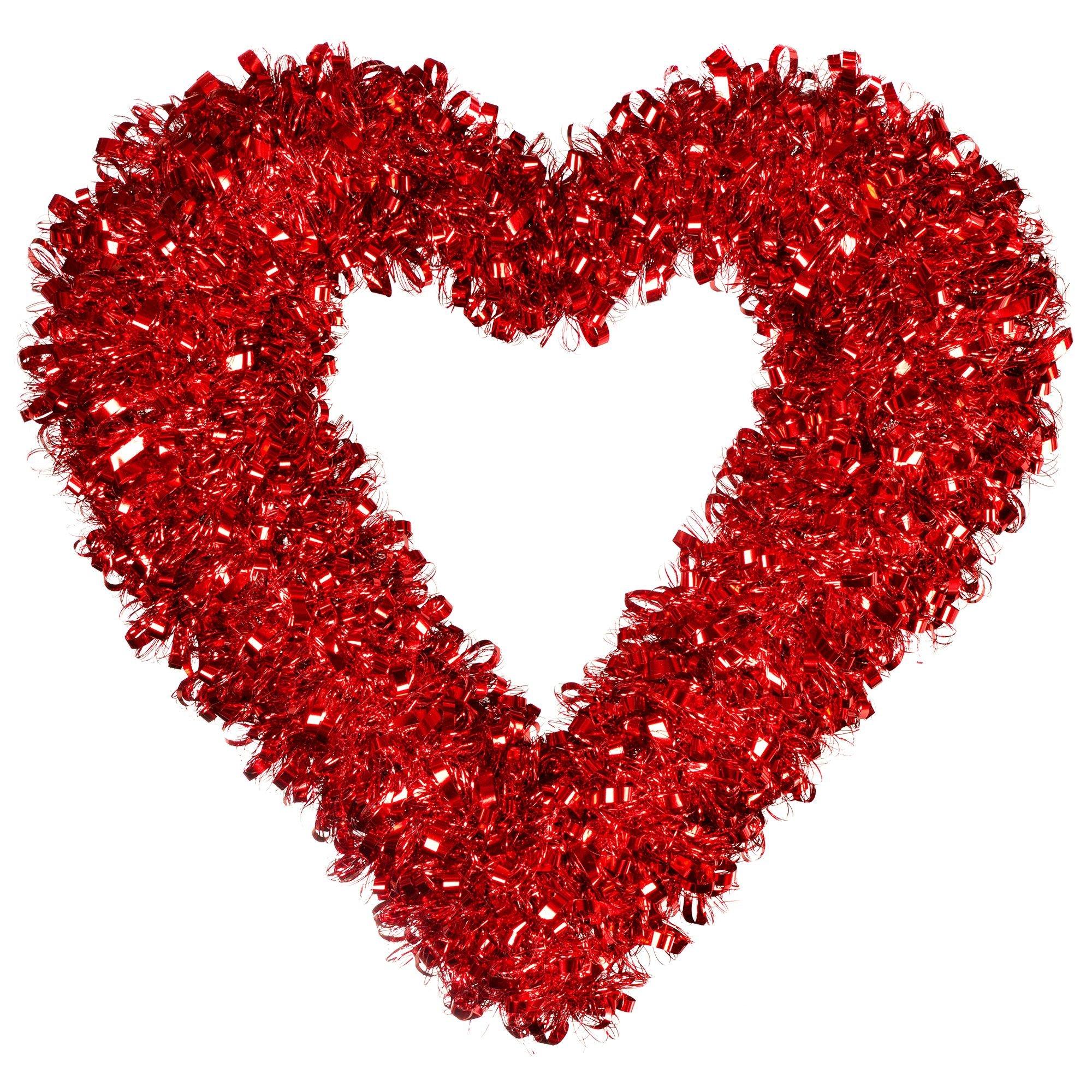 Red Heart Tinsel Wreath 17 1/2in | Party City