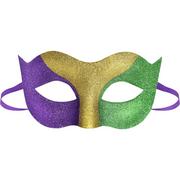 Glitter Mardi Gras Tricolor Masquerade Mask