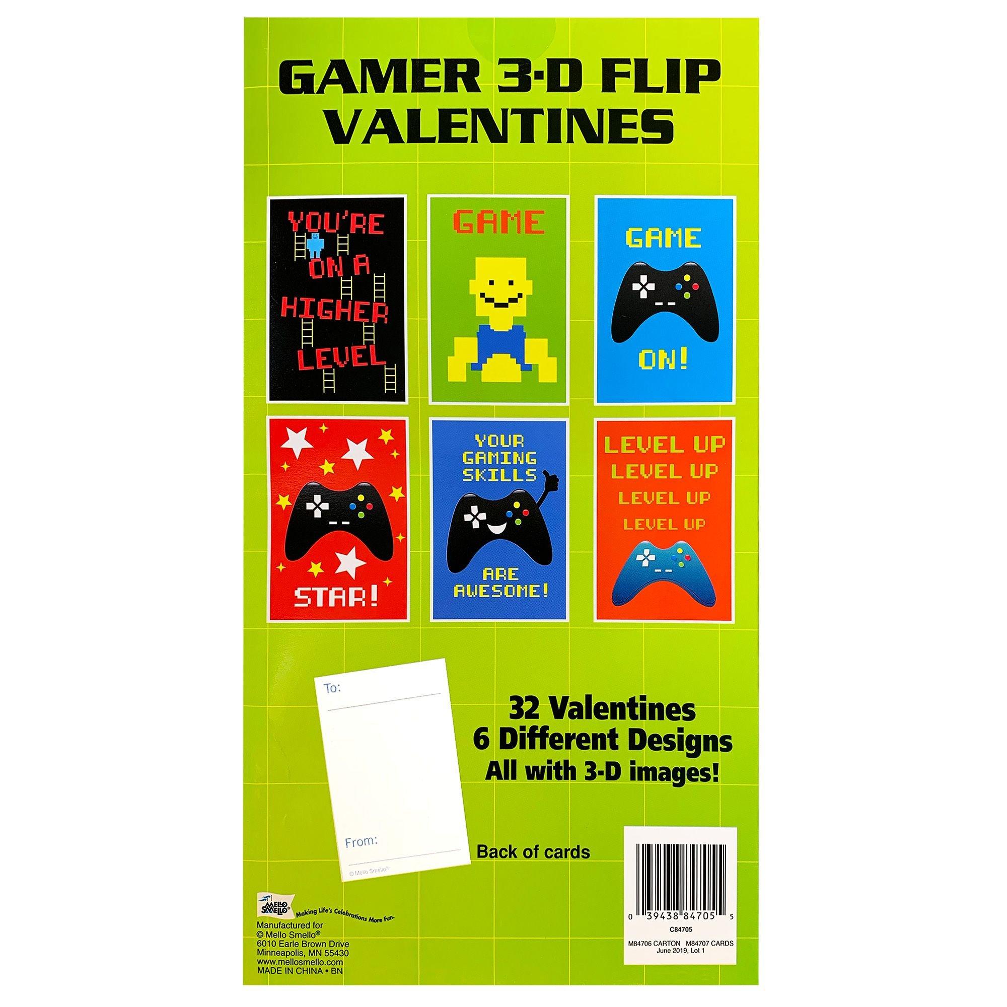 3D Flip Gamer Valentine Exchange Cards 32ct