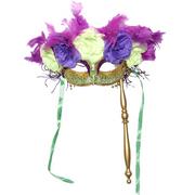Light-Up Floral Masquerade Mask on a Stick