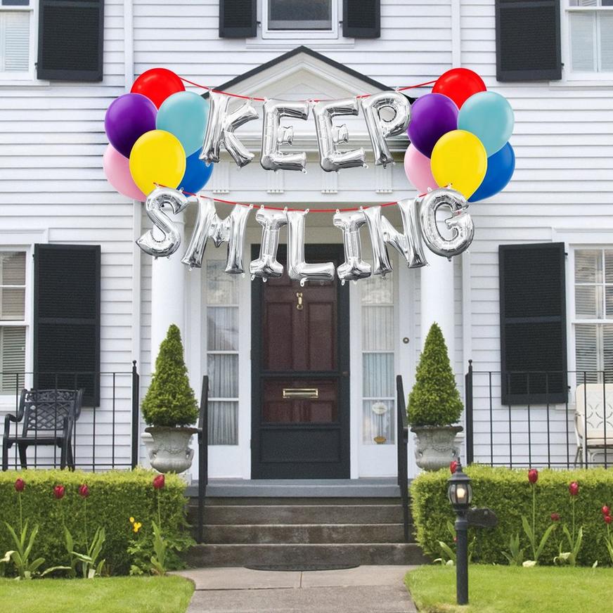 Keep Smiling Inspirational Balloon Phrase Banner Kit