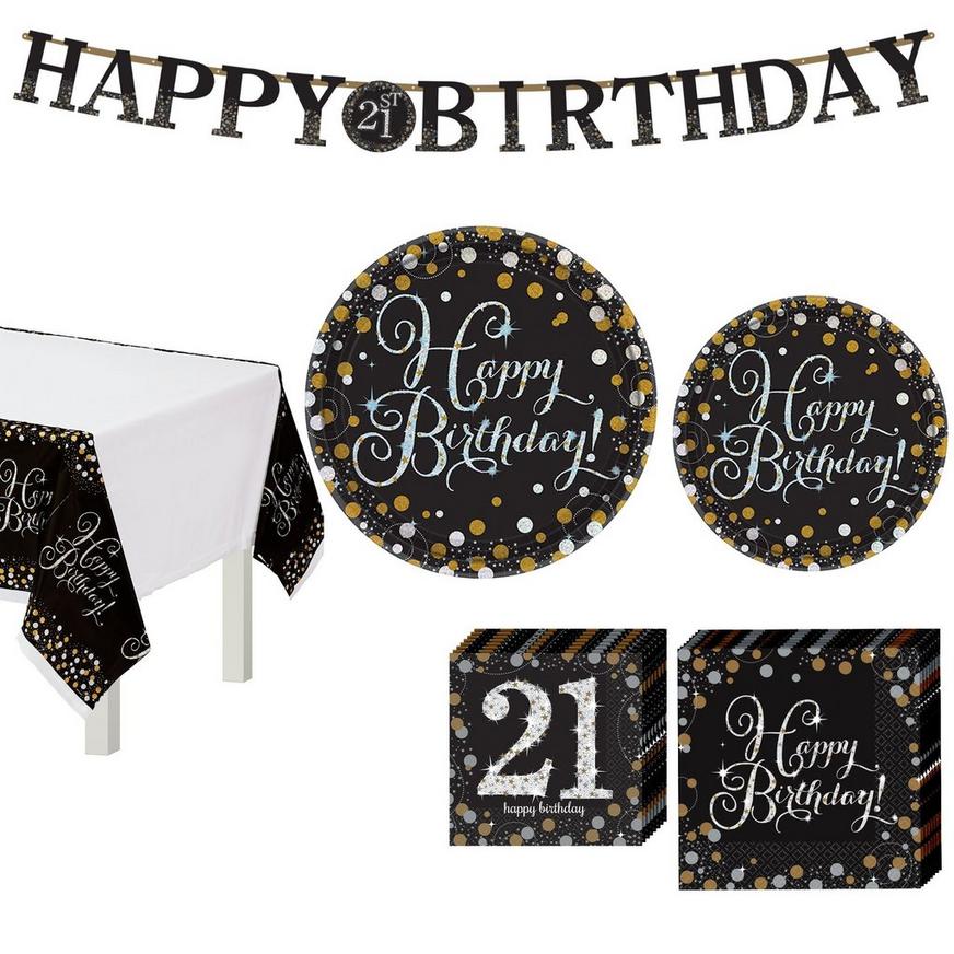 Sparkling Celebration 21st Birthday Tableware Kit for 8 Guests