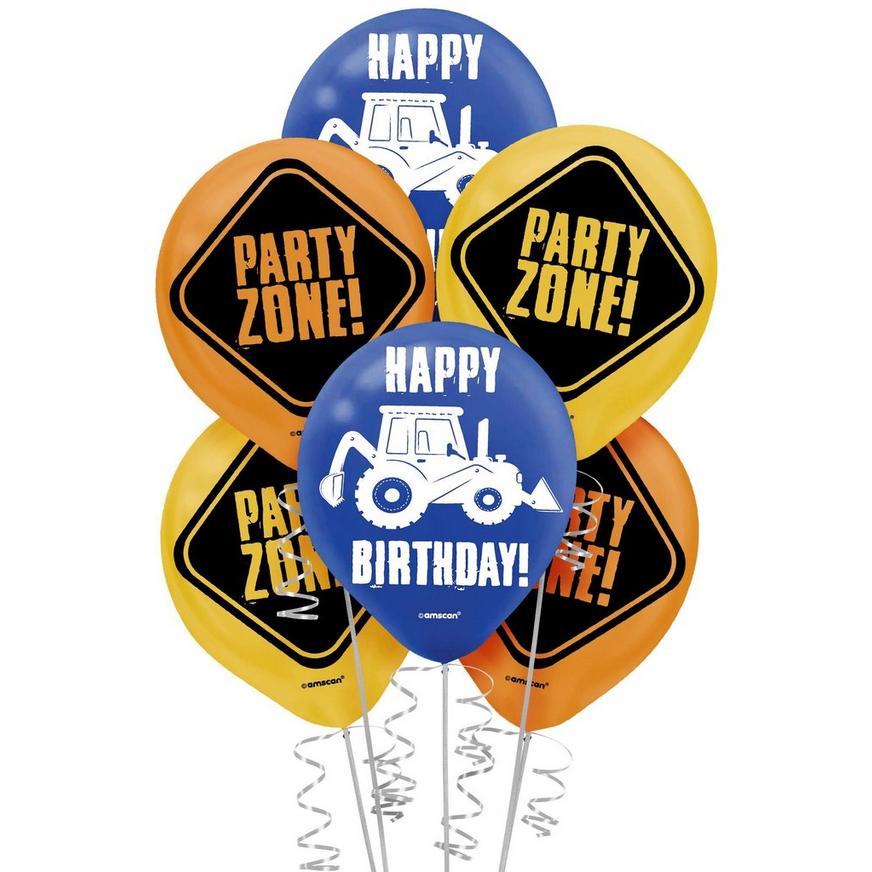 Construction Party Latex Balloons, 12in, 6ct