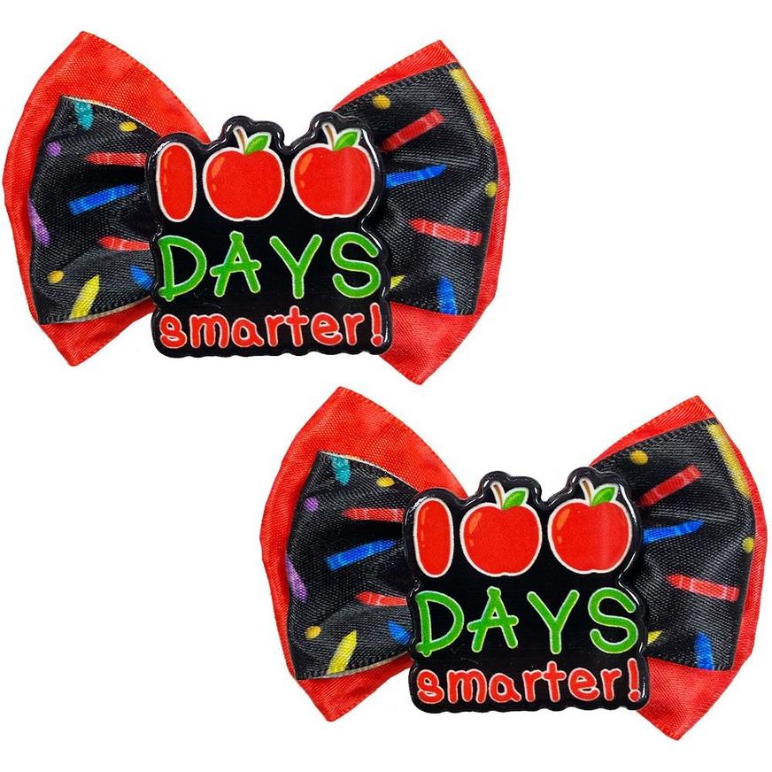 100 Days Smarter Hair Bows 2ct - 100 Days of School | Party City