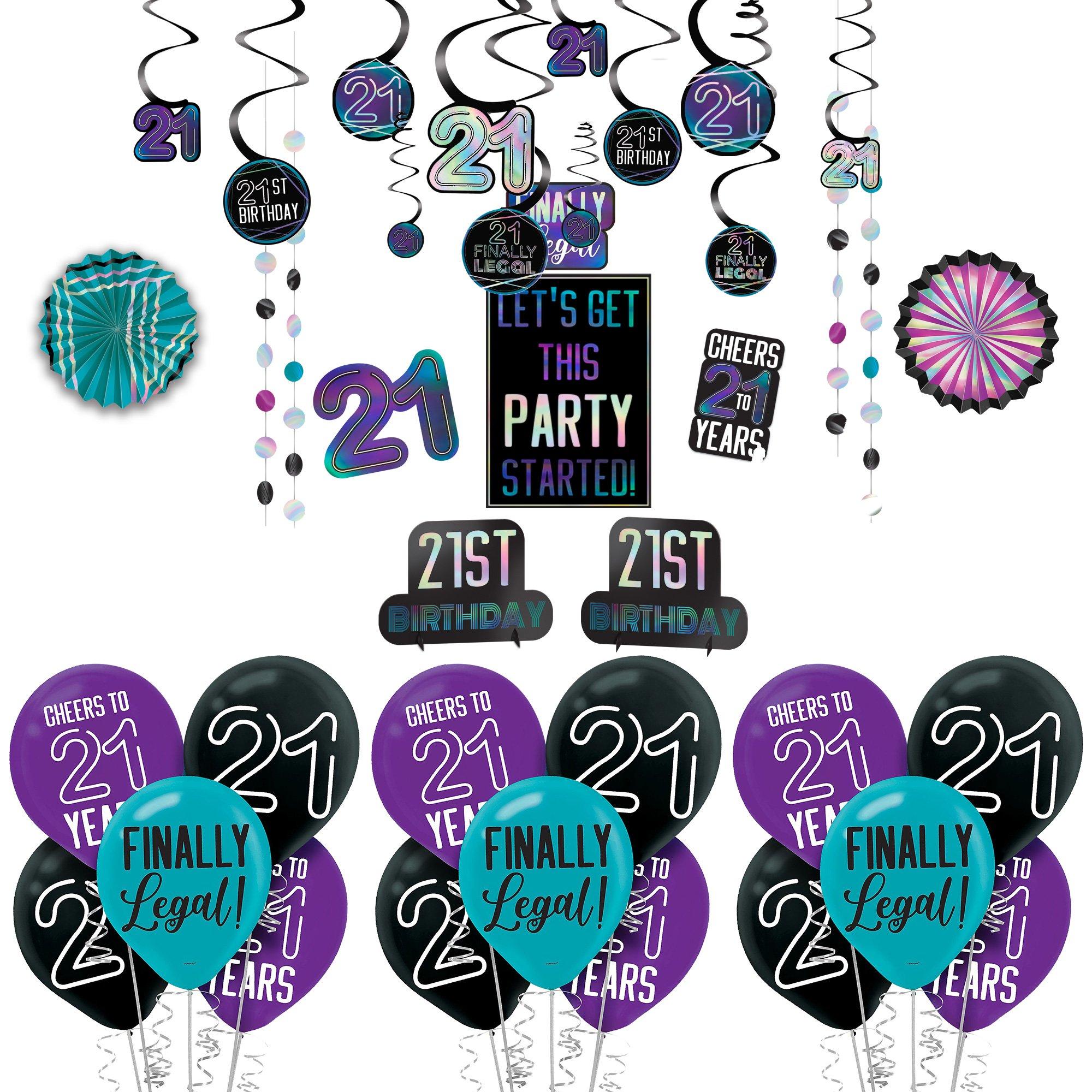 21st Birthday Decorations Party KIT - Happy Birthday Balloon