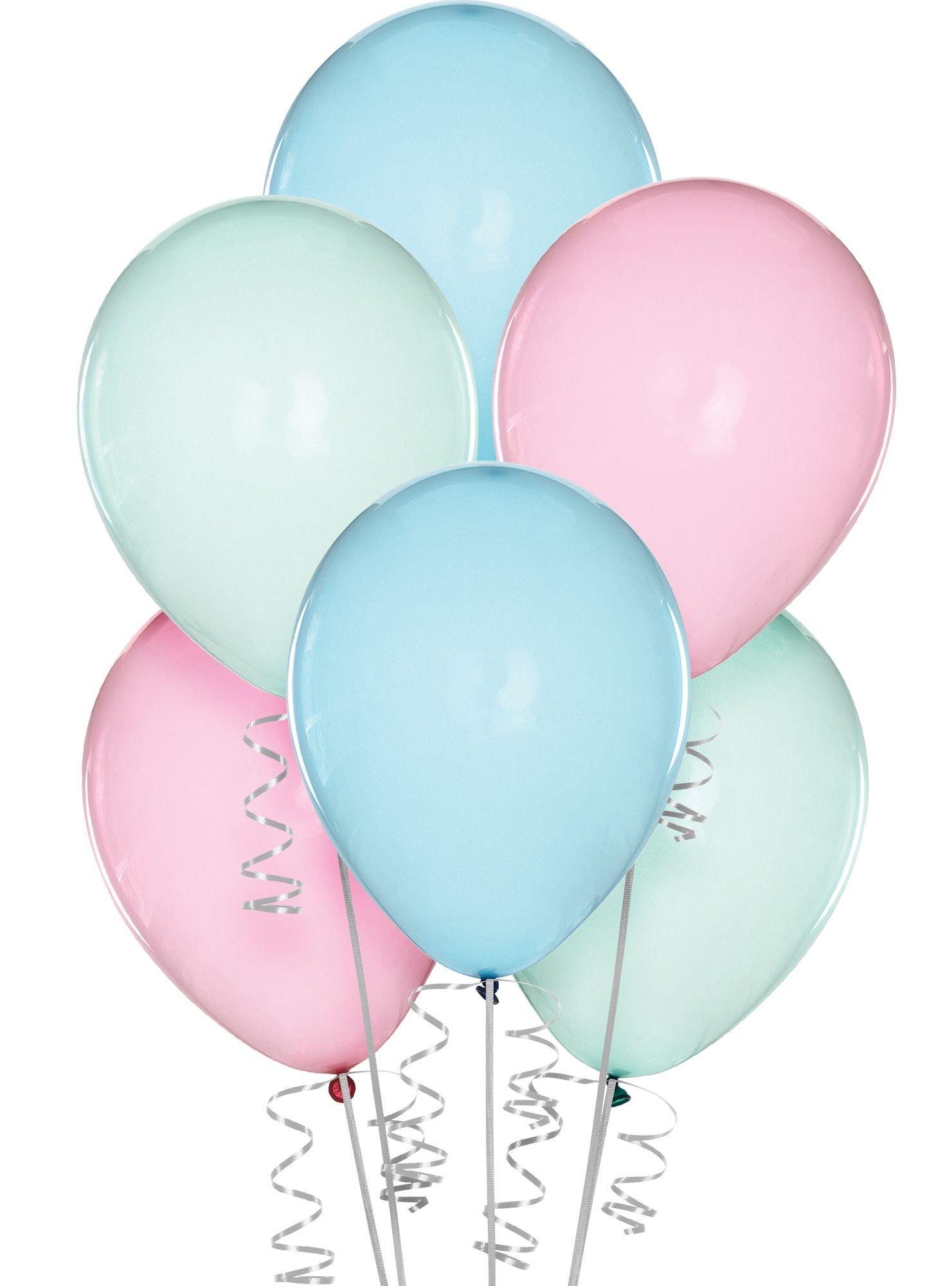 6ct, 11in, Blue, Green & Pink Clear Droplet Latex Balloons